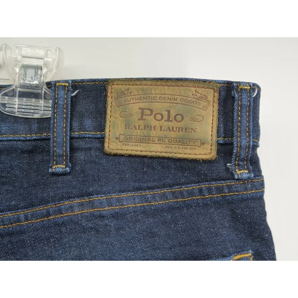 Polo Ralph Lauren‎ Mens 38Tx36 The Hampton Relaxed Straight Rope Dyed Blue Jeans